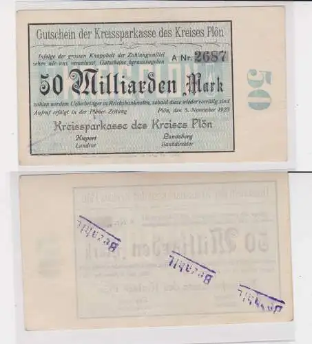 50 Milliarden Mark Banknote Inflation Kreissparkasse des Plön 5.11.1923 (130425)