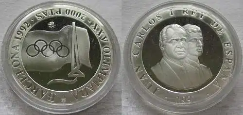2000 Pesetas Silbermünze Spanien Olympiade Barcelona 1992, 1991 (158671)