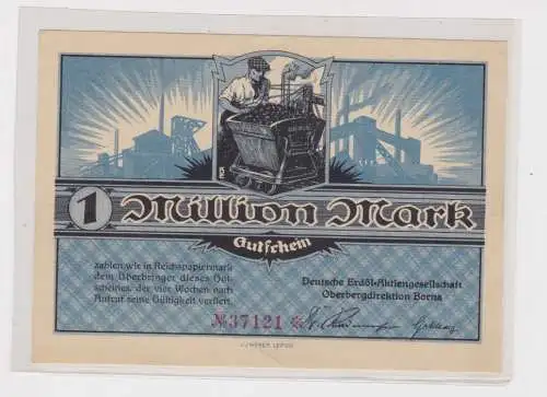 1 Million Mark Banknote Braunkohlenwerke Borna um 1923 (155278)