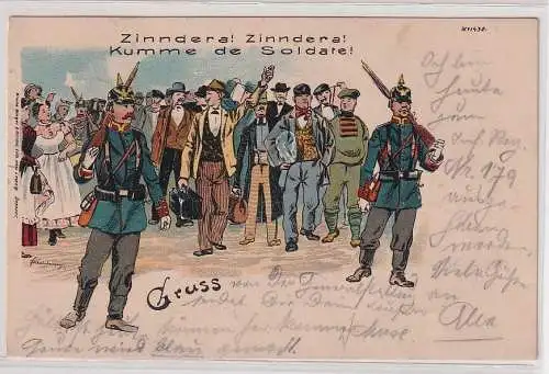 903443 Bruno Bürger Ak Zinndera! Zinndera! Kumme de Soldate! 1901