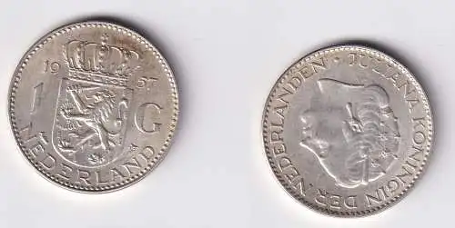 1 Gulden Silber Münze Niederlande 1957 f.vz (165938)