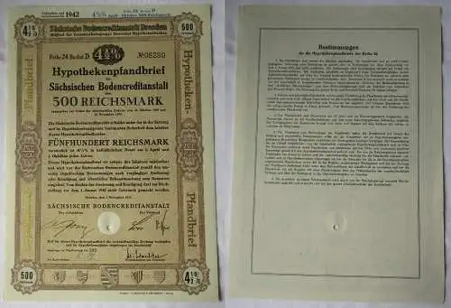 500 RM Schuldverschreibung Sächsische Bodencreditanstalt Dresden 1936 (136210)