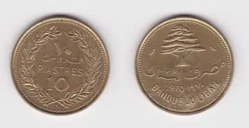 10 Piaster Messing Münze Libanon 1970 vz (165008)