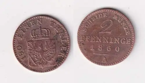 2 Pfennige Kupfer Münze Preussen 1860 A ss (157541)