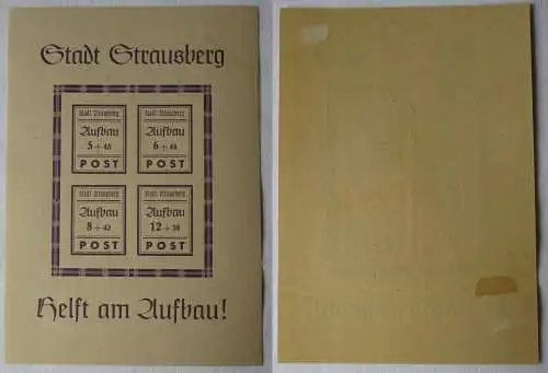 165306 Lokalausgaben Strausberg 1946 Mi Block 1 Type II Wert 60 EUR ungebraucht