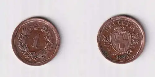 1 Rappen Kupfer Münze Schweiz 1899 B ss (158850)