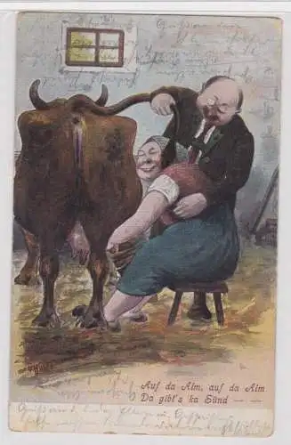 905093 Humor Ak "Auf da Alm, auf da Alm, da gibts ka Sünd "1908