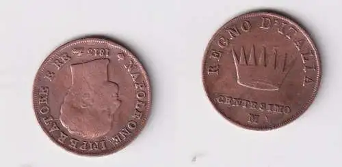 1 Centesimo Kupfer Münze Italien unter Napoleon 1813 M ss+ (141635)