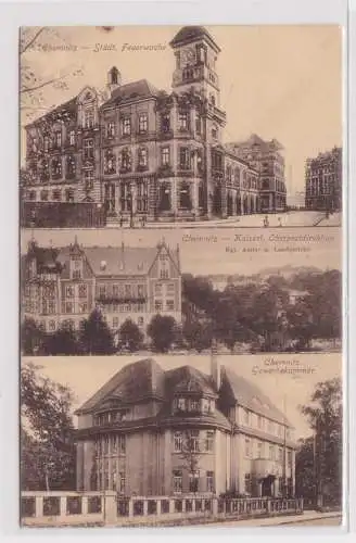 905190 Mehrbild Ak Chemnitz - Feuerwehr, Oberpostdirektion, Gewerbekammer