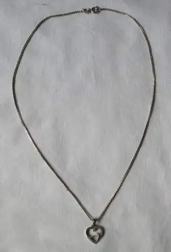 elegante 830er Silber Halskette mit 925er Sterling Silber Herz Anhänger (164272)