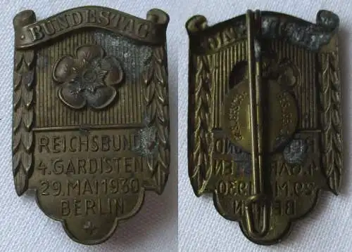 seltenes Abzeichen Bundestag Reichsbund 4.Gardisten Berlin 29.Mai 1930 (160774)