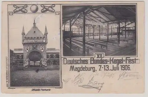 904286 Mehrbild Ak XII.Deutsche Bundes Kegel Fest Magdeburg 1906