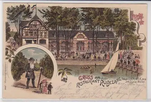 904150 Ak Lithographie Gruß aus dem Restaurant Rübezahl Cöpenick 1901
