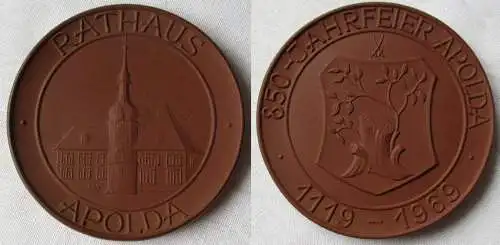 DDR Porzellan Medaille 850 Jahrfeier Apolda 1119-1969 Rathaus Apolda (164541)