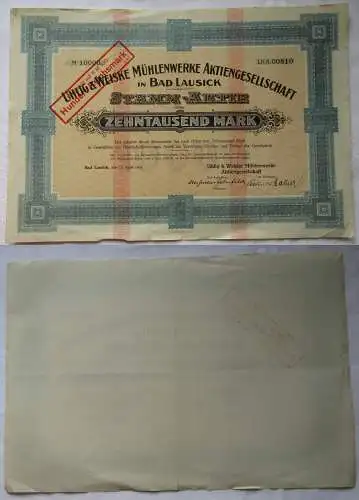 10000 Mark Aktie Uhlig & Weiske Mühlenwerke AG Bad Lausick 17.4.1923 (135706)