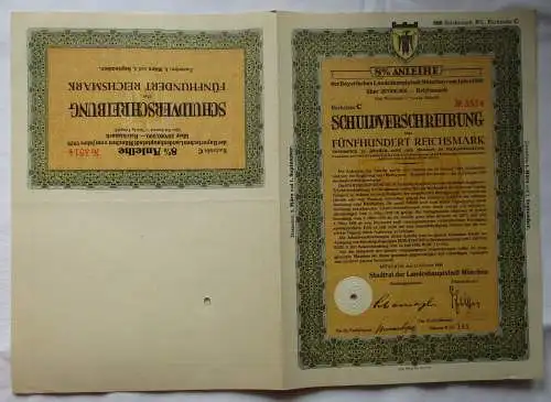 500 Reichsmark Schuldverschreibung Landeshauptstadt München 21.2.1929 (164665)