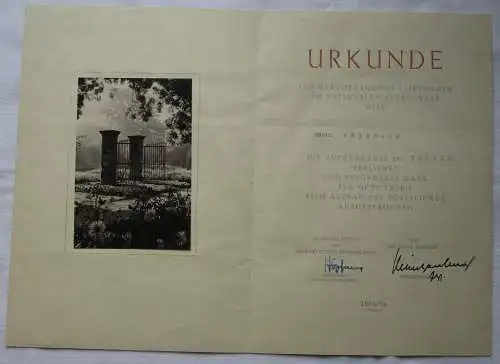 DDR Urkunde Nationales Aufbauwerk der Stadt Arnstadt 1959/60 Bronze (164965)