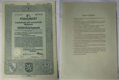 5000 Reichsmark Landesbank & Girozentrale Westmark Saarbrücken 1.7.1942 (138485)