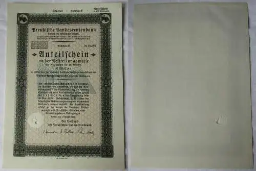 Anteilschein Schlesien Preußische Landesrentenbank Berlin 1.10.1928 (139906)