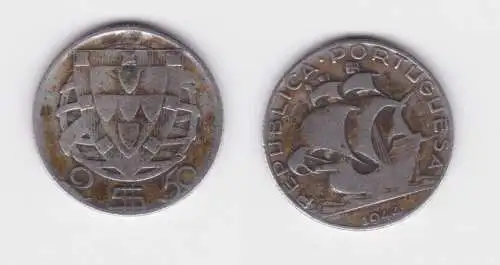 2 1/2 Escudos Silber Münze Portugal 1944 Segelschiff f.ss (164657)