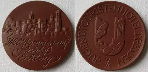 DDR Porzellan Medaille Jugendtouristhotel Dresden - Schloß Eckberg (165053)