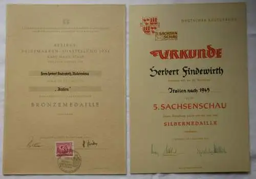 2x DDR Urkunde Briefmarken-Ausstellung Karl-Marx-Stadt + Sachsenschau (145870)