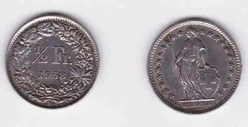 1/2 Franken Silber Münze Schweiz 1958 B ss+ (165164)