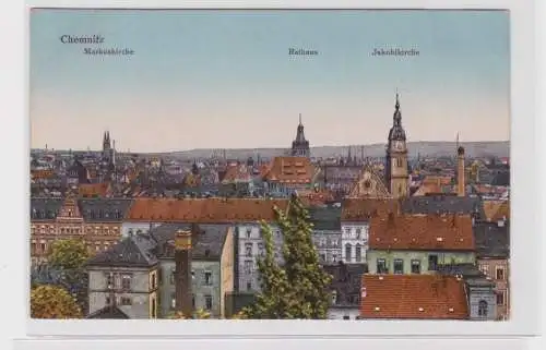 904905 Ak Chemnitz - Totalansicht Markuskirche, Rathaus und Jakobikirche 1927