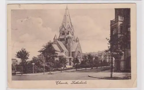 904913 Ak Chemnitz - Partie an der Lutherkirche 1919