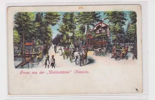 905033 AK Chemnitz - Gruss aus der "Waldschänke", Straßenansicht um 1900