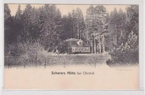 26408 Ak Ohrdruf - Scherers Hütte, Totalansicht mit Waldpartie um 1900