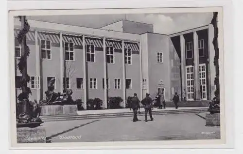 906303 AK Chemnitz - Stadtbad, Straßenansicht  1938