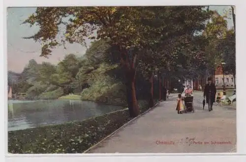 906167 Ak Chemnitz - Partie am Schlossteich 1907