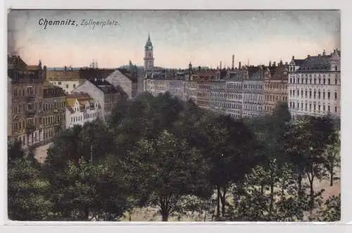 905182 Ak Chemnitz - Zöllnerplatz, totalansicht mit Bäumen
