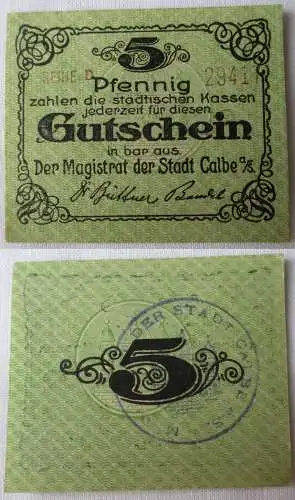5 Pfennig Banknote Notgeld Stadt Calbe an der Saale o.D. (164693)