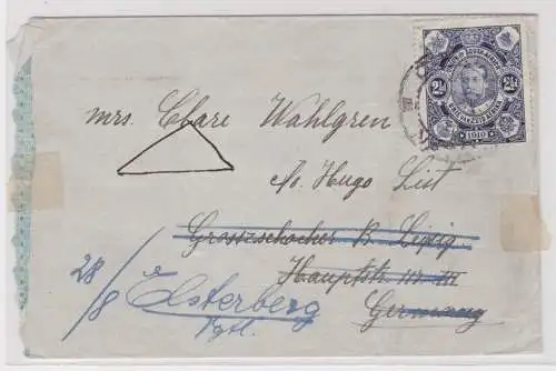 66498 Brief südafrikanische Union von Durban (Südafrika) nach Elsterberg 1910