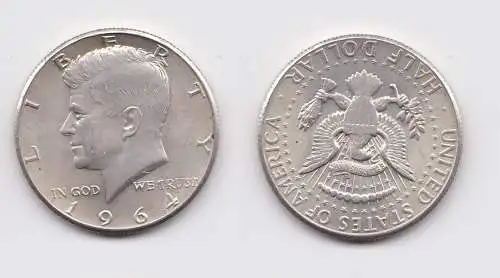 1/2 Dollar Silber Münze USA 1964 vz (159216)