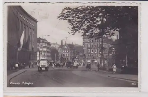 904960 AK Chemnitz - Falkeplatz, Straßenansicht mit Straßenbahn und Automobilen