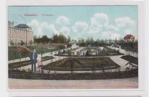 906069 AK Chemnitz - Rosarium, Straßenansicht mit Parkpartie 1919