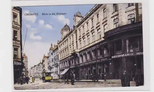 906181 AK Chemnitz - Blick in die Königsstr., Straßenbahn, Geschäfte