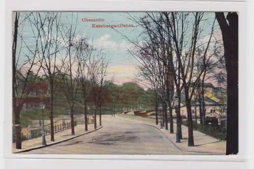906058 AK Chemnitz - Kassbergauffahrt, Straßenansicht mit Allee 1911