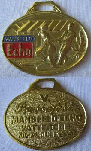 seltenes DDR Abzeichen V. Pressefest Mansfeld Echo Vatterode 1966 (165837)