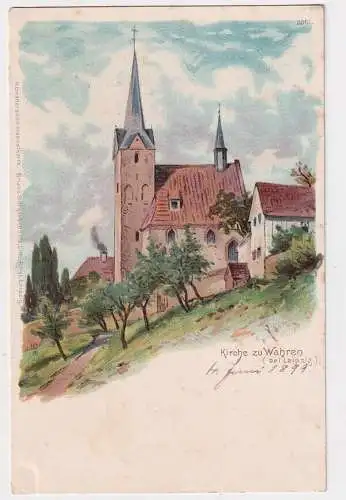 39300 Ak Lithographie Kirche zu Wahren (bei Leipzig) um 1900