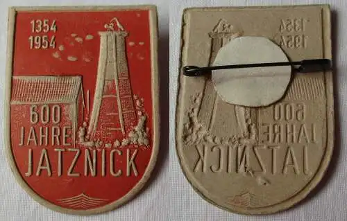 DDR Papp Abzeichen 600 Jahre Jatznick 1354-1954 (156373)