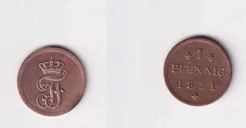 1 Pfennig Kupfer Münze Mecklenburg-Schwerin 1831 ss (157006)