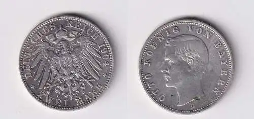2 Mark Silber Münze Bayern König Otto 1904 D Jäger 102 ss (165751)