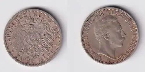 2 Mark Silbermünze Preussen Kaiser Wilhelm II 1902 Jäger 102 ss (165518)