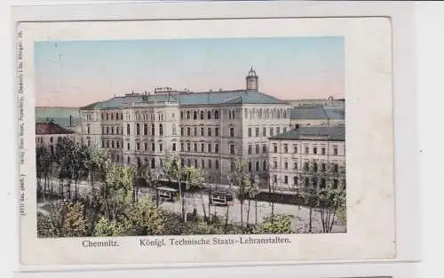 905969 AK Chemnitz - Königl. Technische Staats-Lehranstalten, Straßenansicht