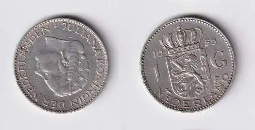 1 Gulden Silber Münze Niederlande 1955 ss (165926)