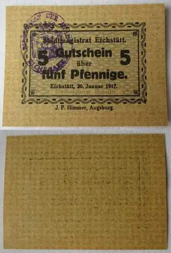 5 Pfennig Banknote Notgeld Stadt Eichstätt 20.Januar 1917 (164709)